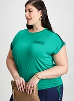 Solid T-Shirt with Satin Details