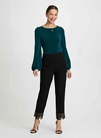 Glitter Top & Lace Trim Pants