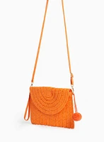Straw Pom Pom Purse