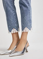 Lace Hem Ankle Leg Jeans