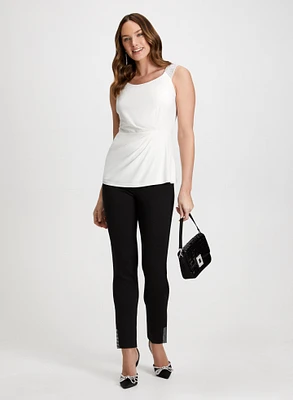 Embellished Sleeveless Top & Rhinestone Slit Pants