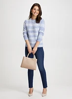 Striped Sweater, Jeans & Vegan Leather Bag