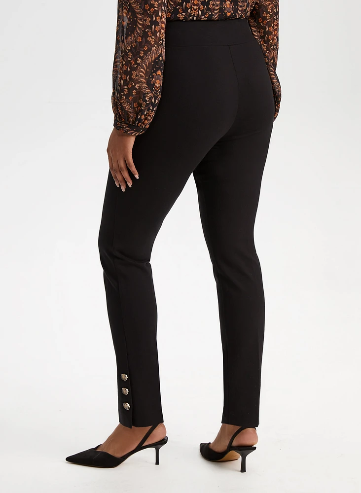 Pull-On Button Detail Pants