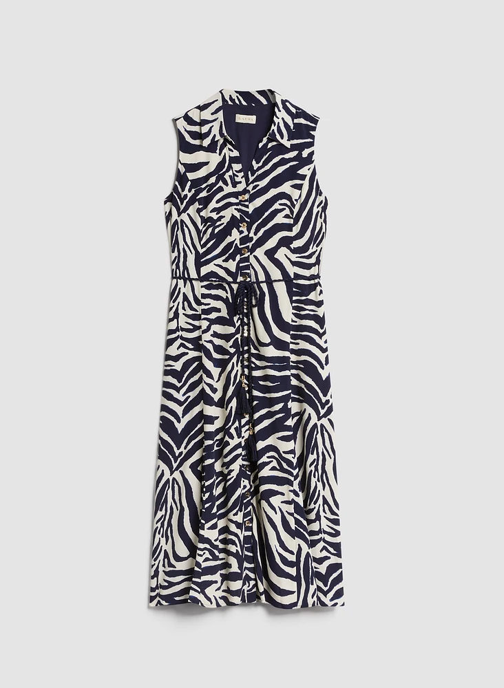 Zebra Print Button-Down Dress