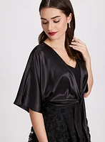 Tie-Front Satin Bolero
