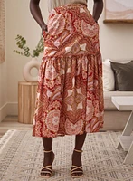 Paisley Print Midi Skirt