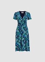 Ruched Details Floral Dress