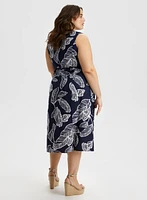 Leaf Print Linen Blend Dress