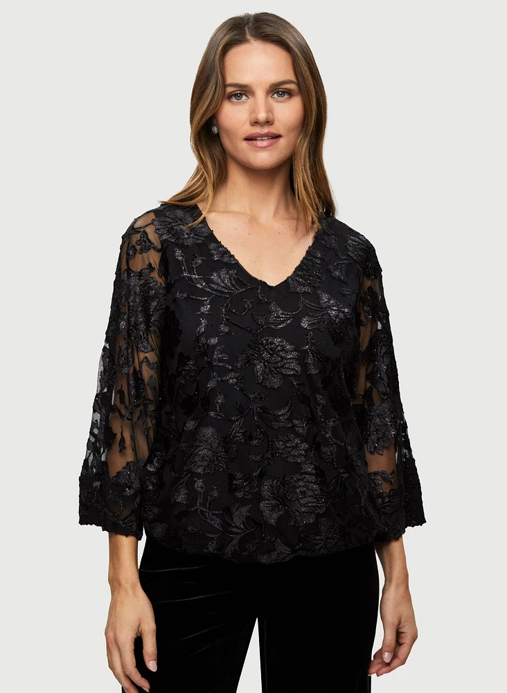 Floral Burnout Velour Top