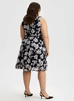 Floral Print Ribbon Belt Dress