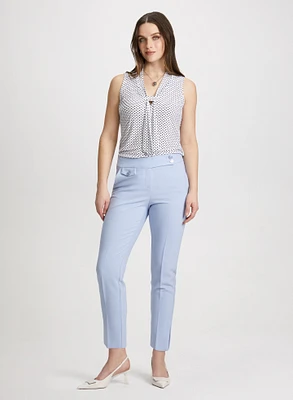 Dot Motif Sleeveless Top & Slim Leg Ankle Pants