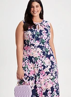Floral Motif Keyhole Dress
