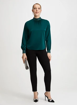 Pantalon étroit et haut satiné