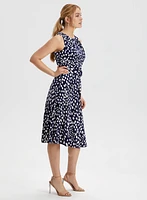Dot Print Belted Dress