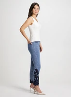 Embroidered Slim Leg Jeans