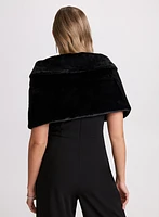 Rhinestone Clip Faux Fur Stole