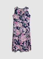 Floral Motif Keyhole Dress