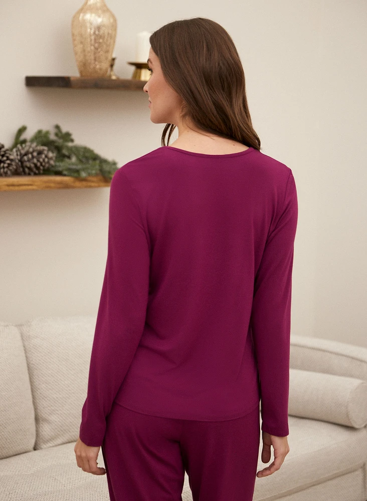 Slogan V-Neck Pyjama Top