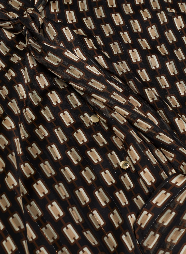 Geometric Print Sleeveless Blouse
