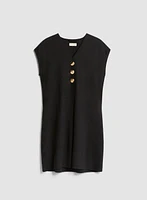 Linen Blend Button Front Dress
