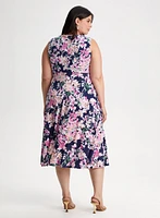 Floral Motif Keyhole Dress