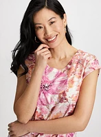 Floral Print Burnout Tee
