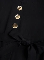 Linen Blend Button Front Dress
