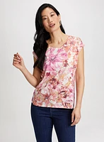 Floral Print Burnout Tee