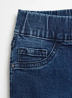 Embroidered Pull-On Denim Shorts