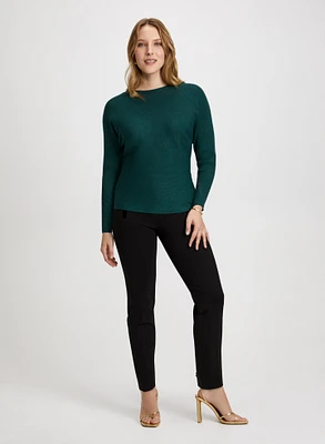 Pull col bateau et pantalon à détails en velours