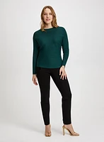 Pull col bateau et pantalon à détails en velours