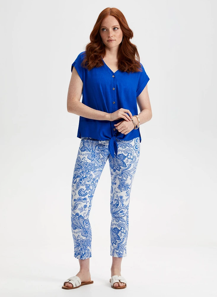 Paisley Print Slim Leg Pants