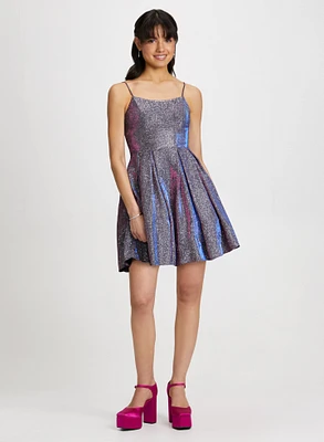 Glitter Dress & Crystal Dangle Earrings