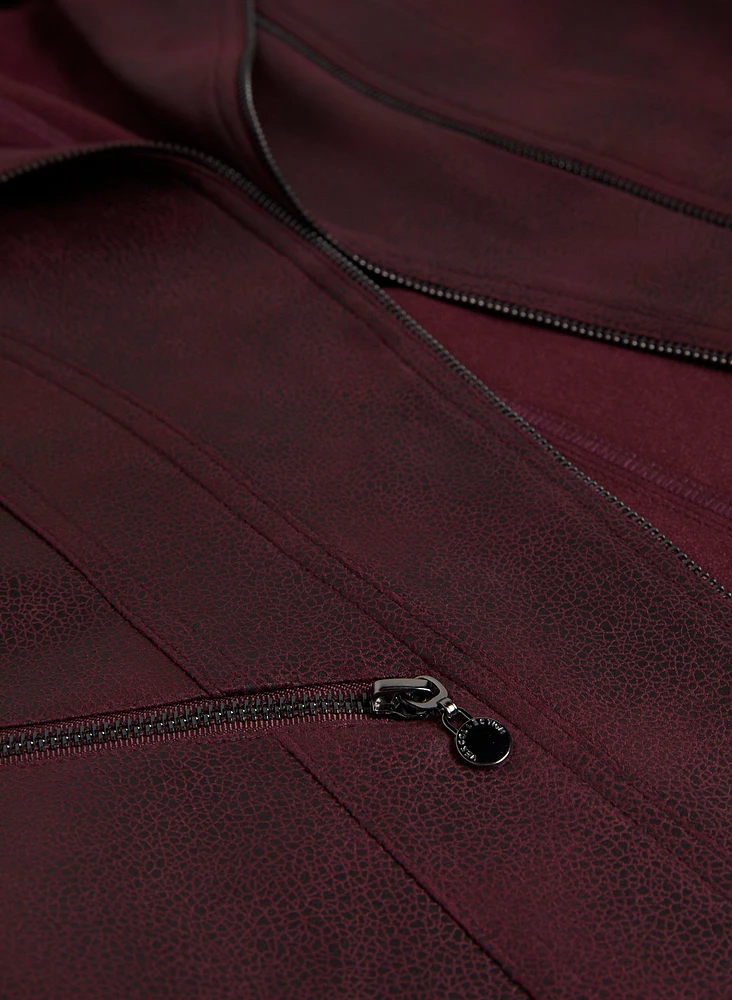 Snap Detail Faux Suede Jacket