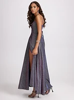 Metallic High Slit Dress