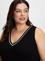 Contrast Stripe Sleeveless Knit Top