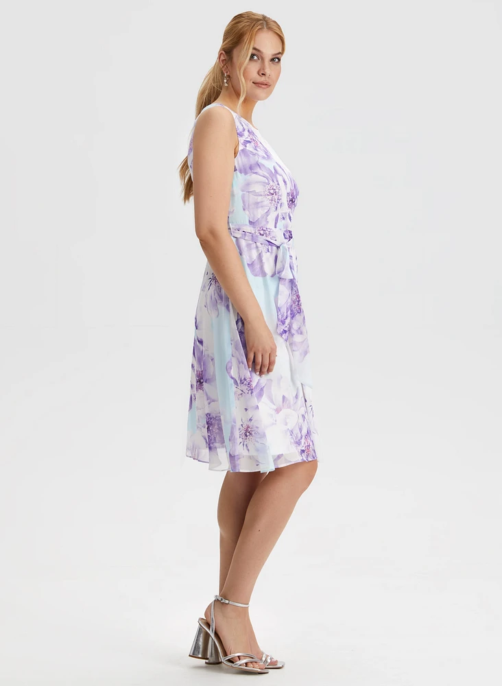Floral Print Belted Dress