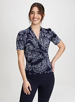 Paisley Print V-Neck Top