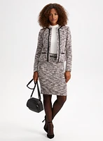 Vegan Leather Detail Bouclé Jacket
