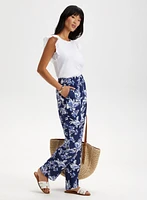 Floral Print Pull-On Pants