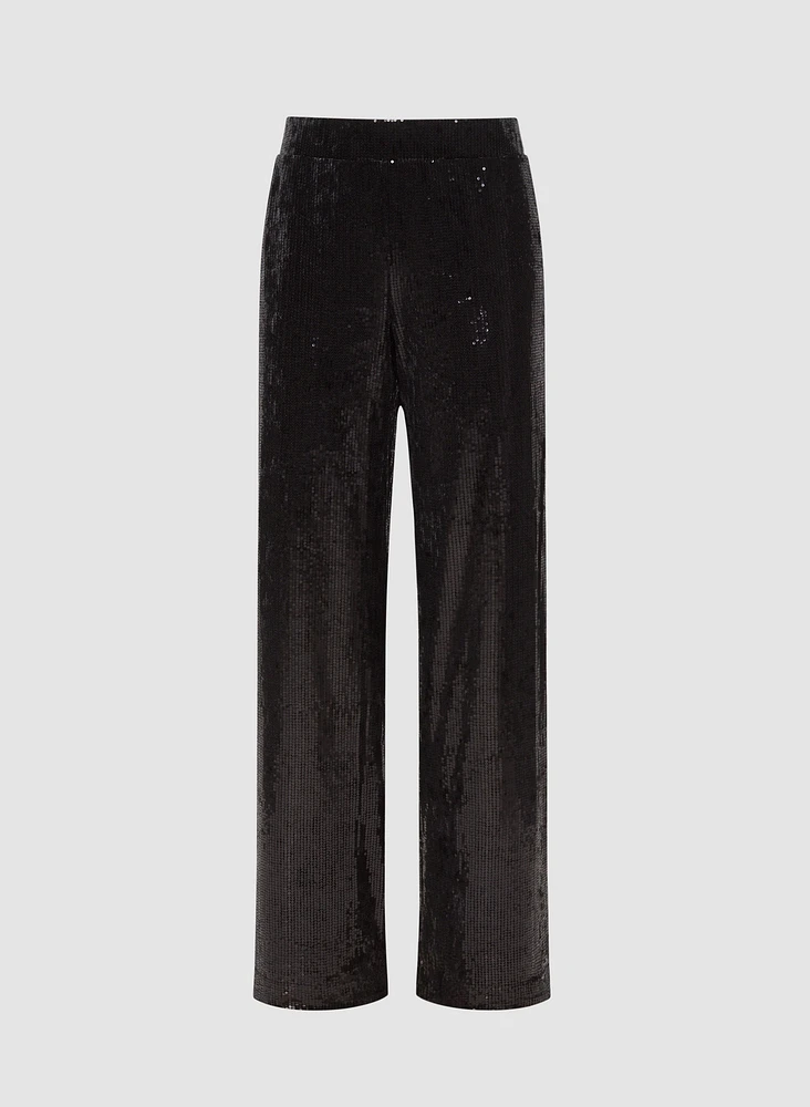 Sequin Detail Wide Leg Pants