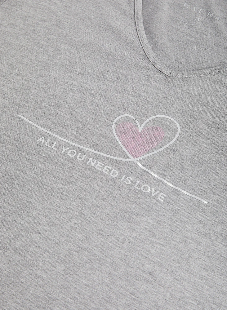Slogan V-Neck Pyjama Top