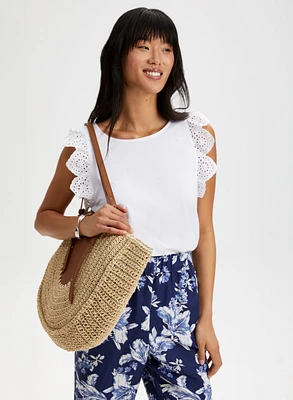 Eyelet Cap Sleeve Tee