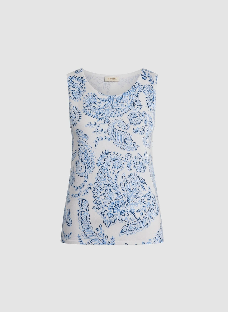 Paisley Print Sleeveless Knit Top