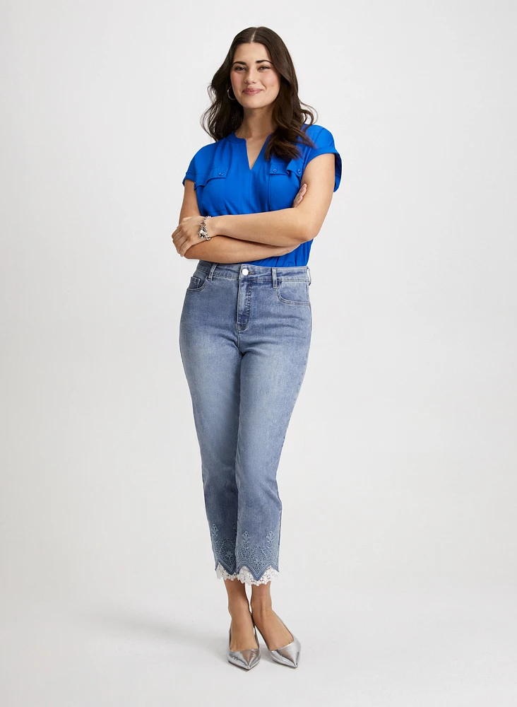 Lace Hem Ankle Leg Jeans