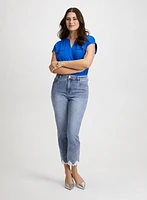 Lace Hem Ankle Leg Jeans