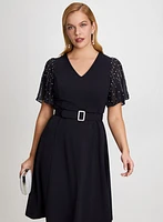 Beaded Flare Sleeve Dress