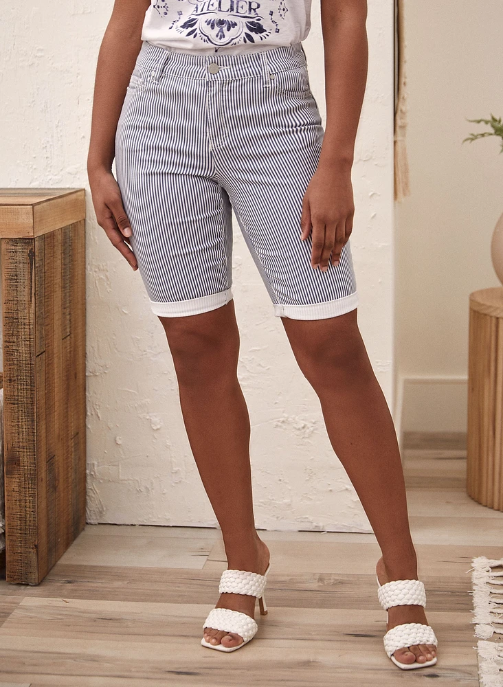 Short en denim à rayures
