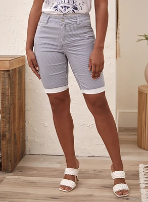 Short en denim à rayures