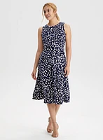 Dot Print Belted Dress